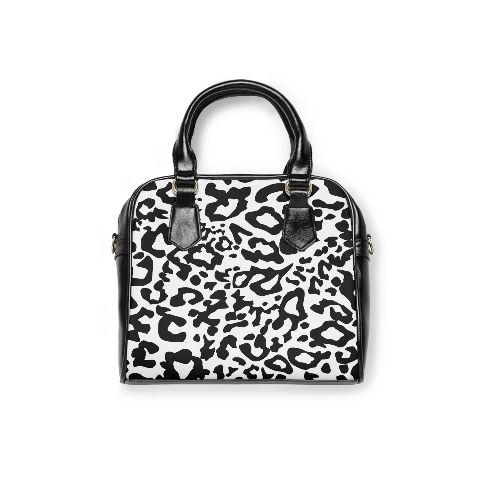 Black & White Leopard Shoulder Handbag — Chic Animal Print Quality Purse