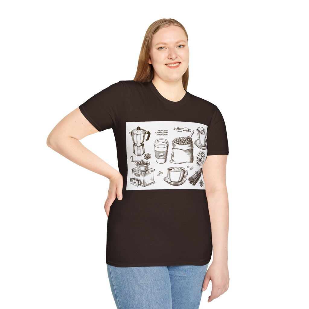 Coffee Lover T-Shirt — Chic Sketched Coffee Design