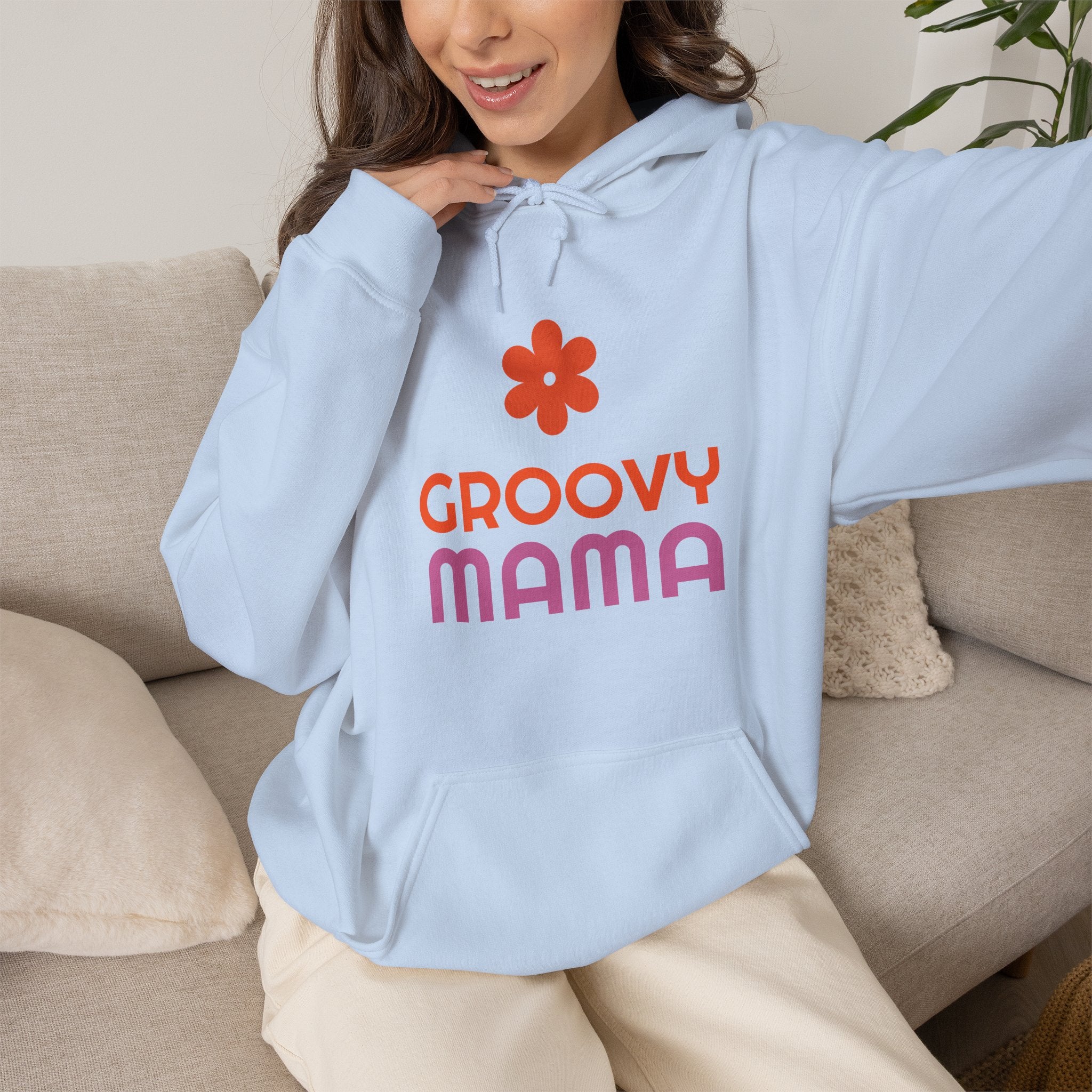 Groovy Mama Hoodie — Cozy Retro Flower Mom Sweatshirt