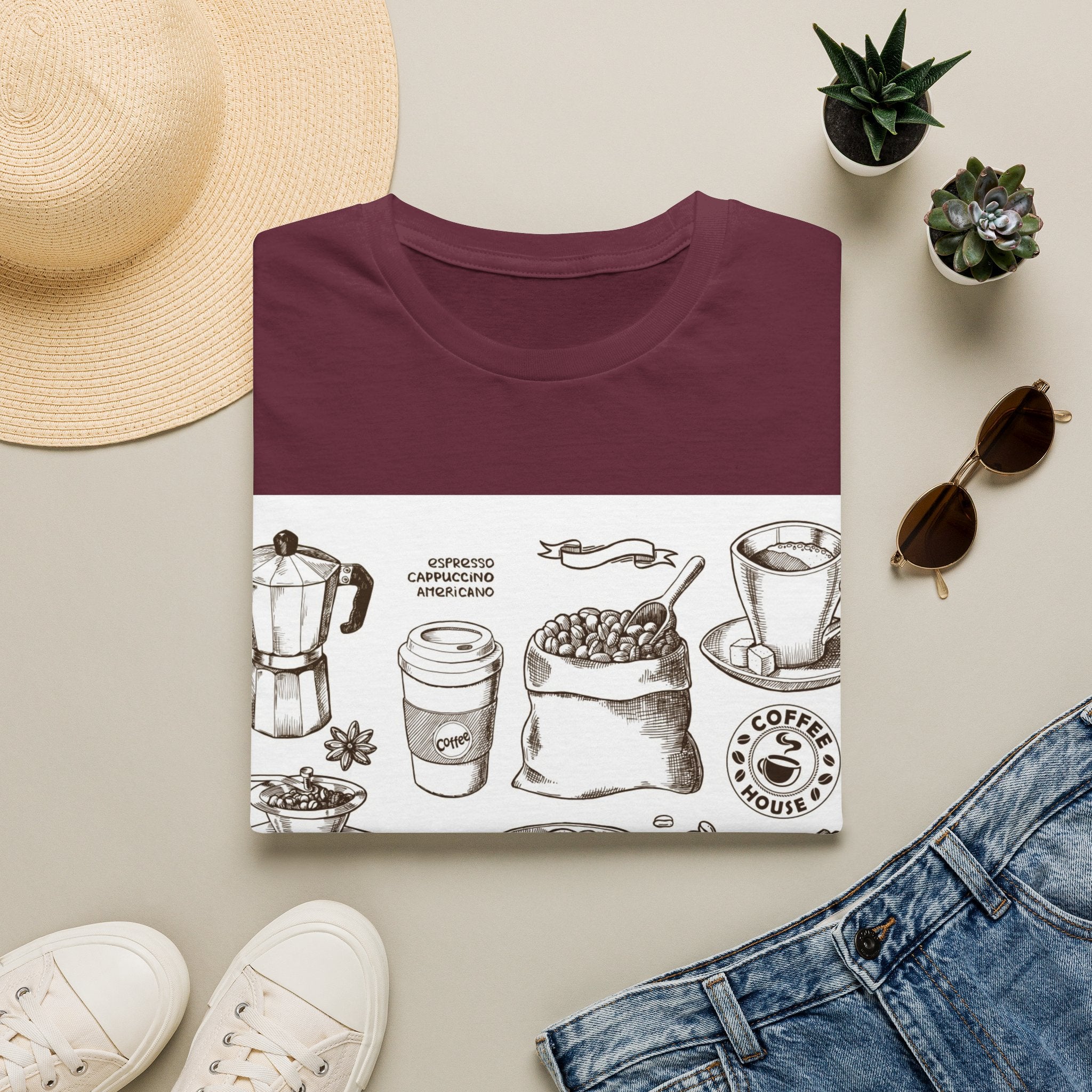 Coffee Lover T-Shirt — Chic Sketched Coffee Design