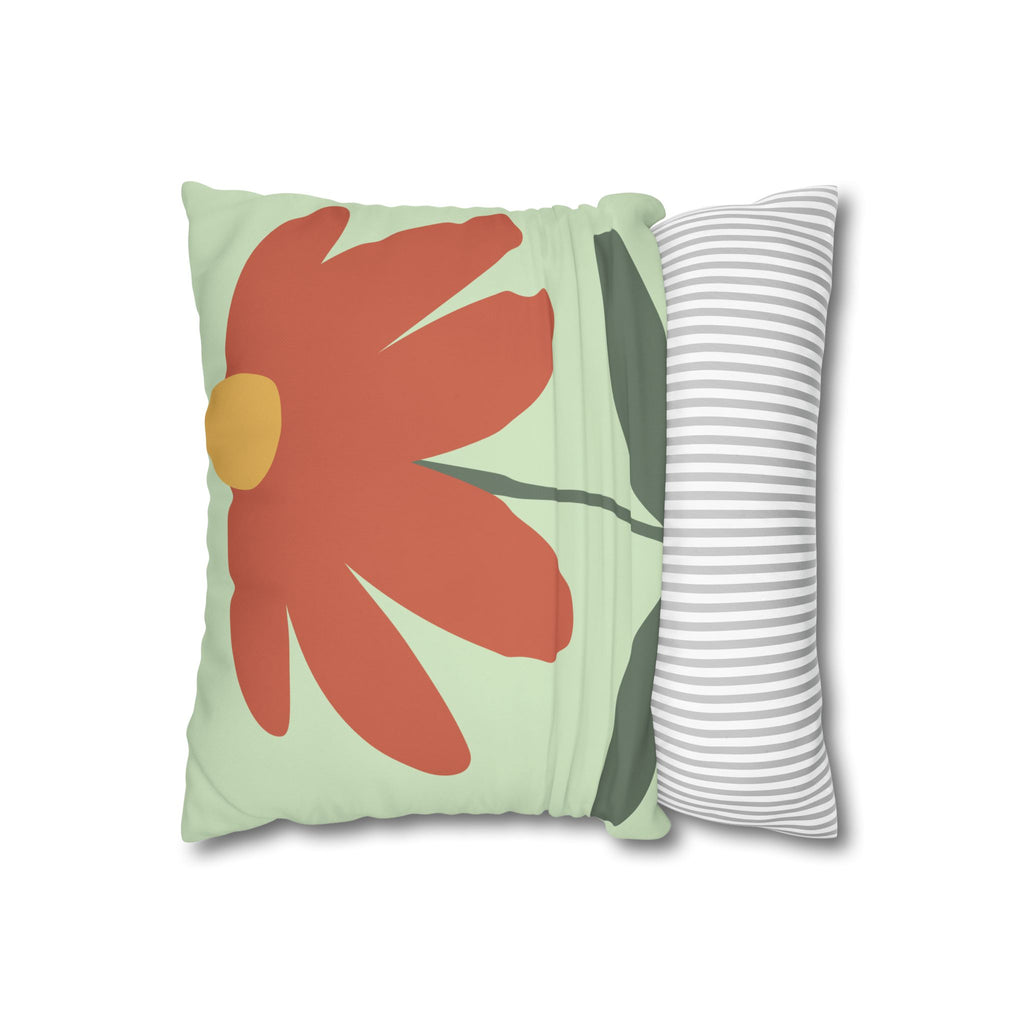 Floral Canvas Pillowcase – Cozy Red Daisy