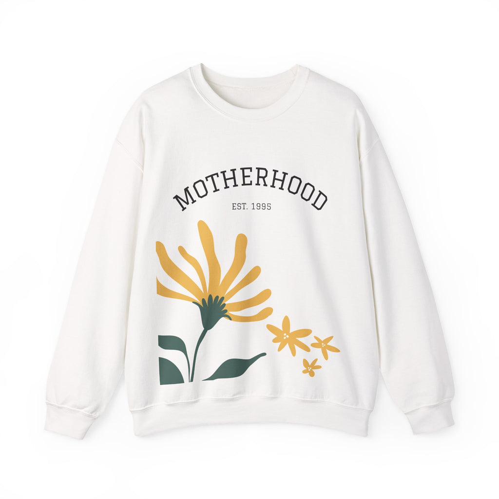 Motherhood Floral Crewneck Sweatshirt — 'Motherhood Est. 1985' Cozy Mom Gift