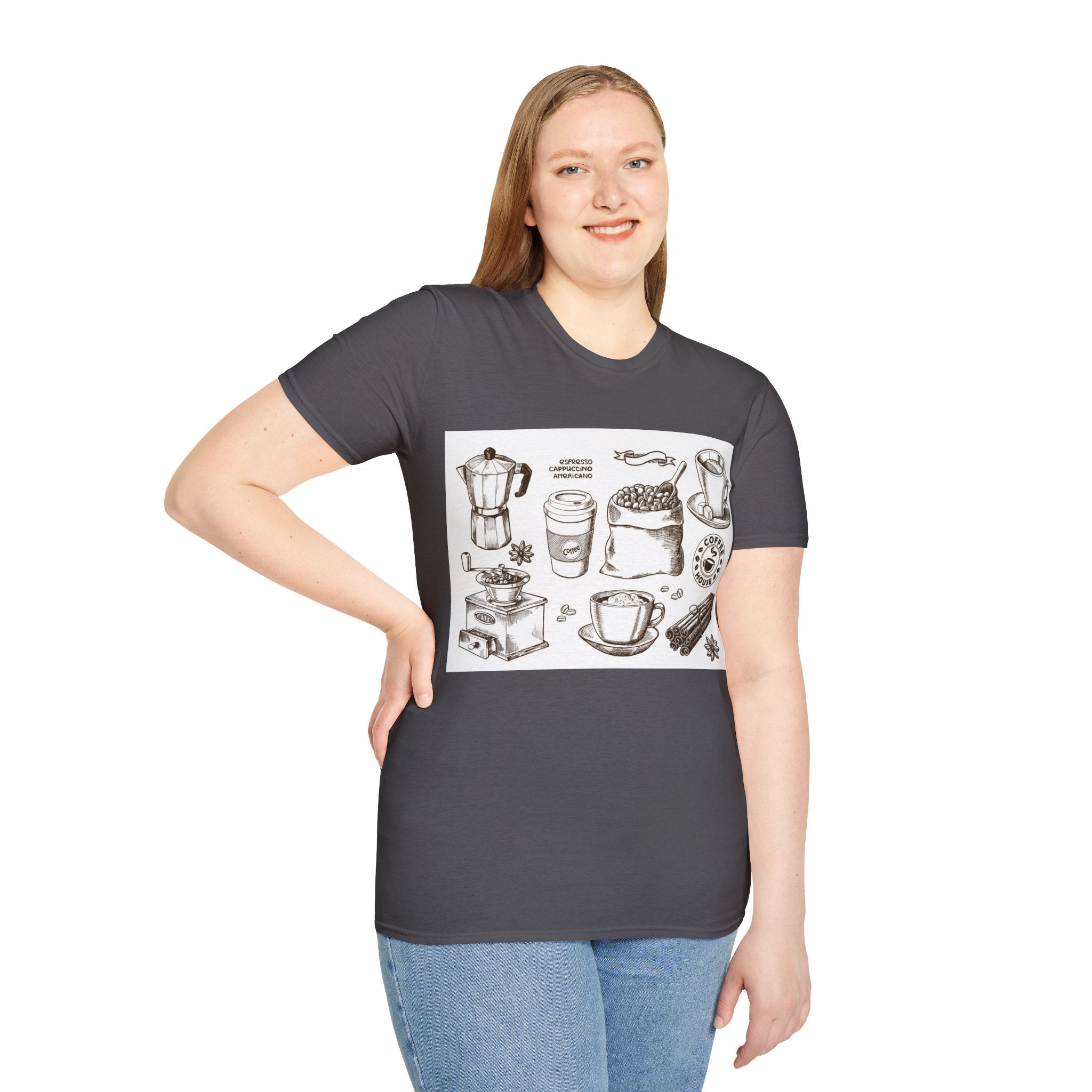 Coffee Lover T-Shirt — Chic Sketched Coffee Design