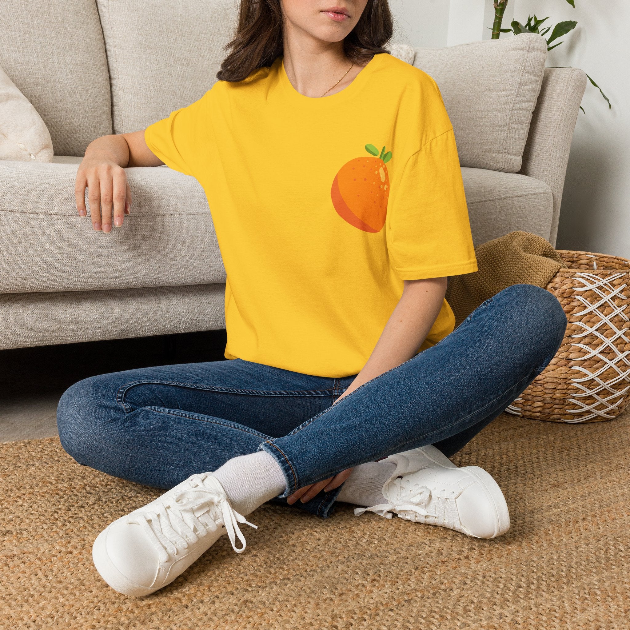 Orange Pocket Tee — Cute Minimalist Citrus Graphic T-Shirt