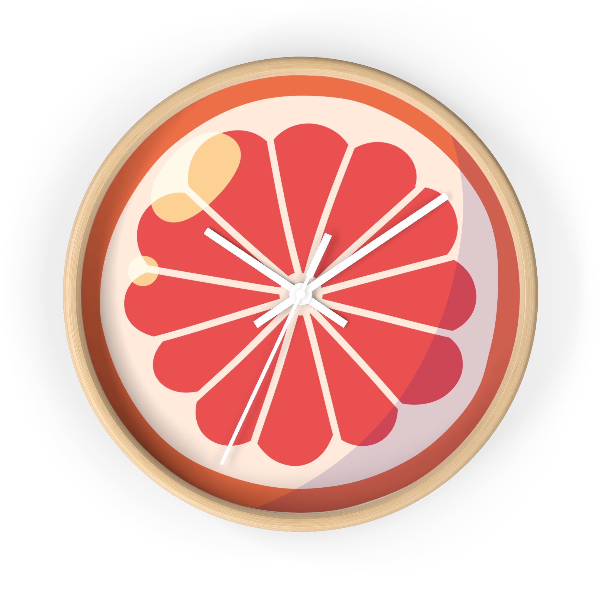Citrus Slice Wall Clock — Retro Pink Grapefruit Kitchen Clock