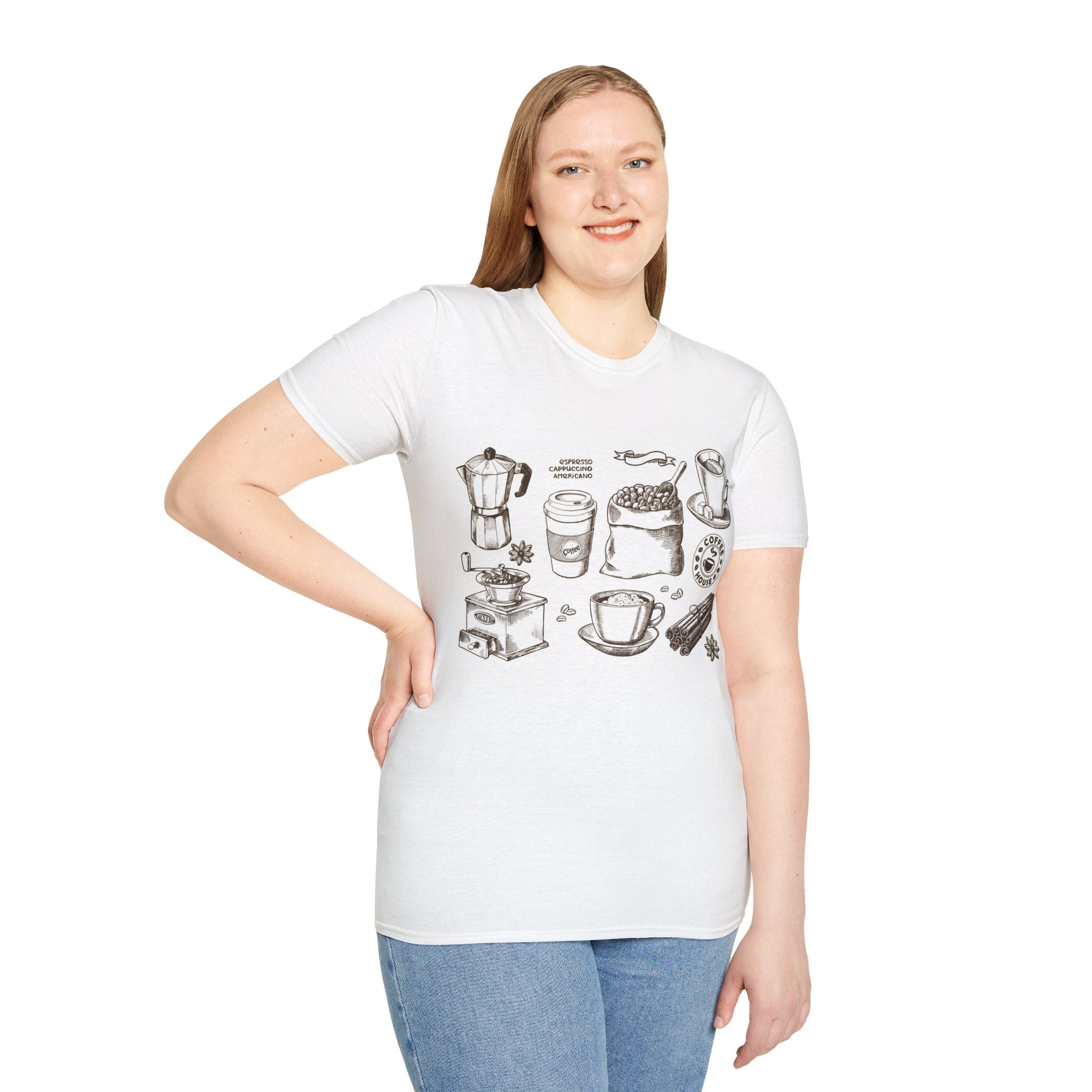Coffee Lover T-Shirt — Chic Sketched Coffee Design