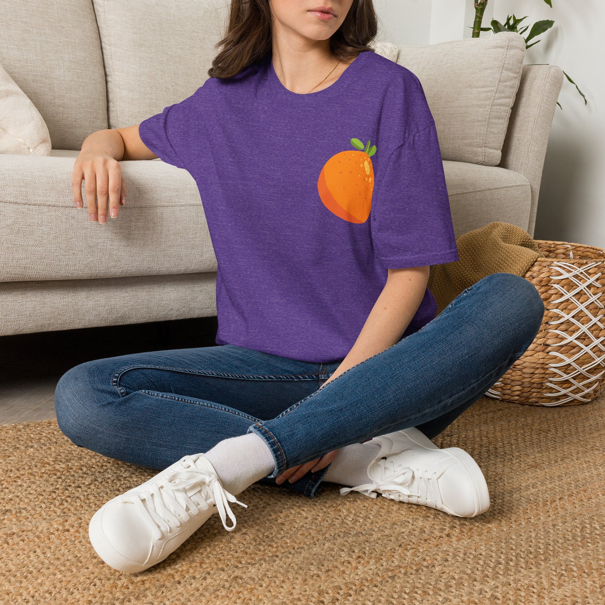 Orange Pocket Tee — Cute Minimalist Citrus Graphic T-Shirt