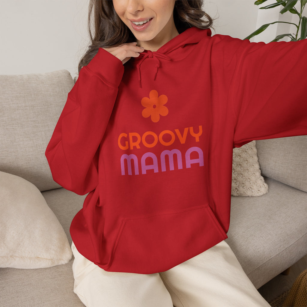 Groovy Mama Hoodie — Cozy Retro Flower Mom Sweatshirt