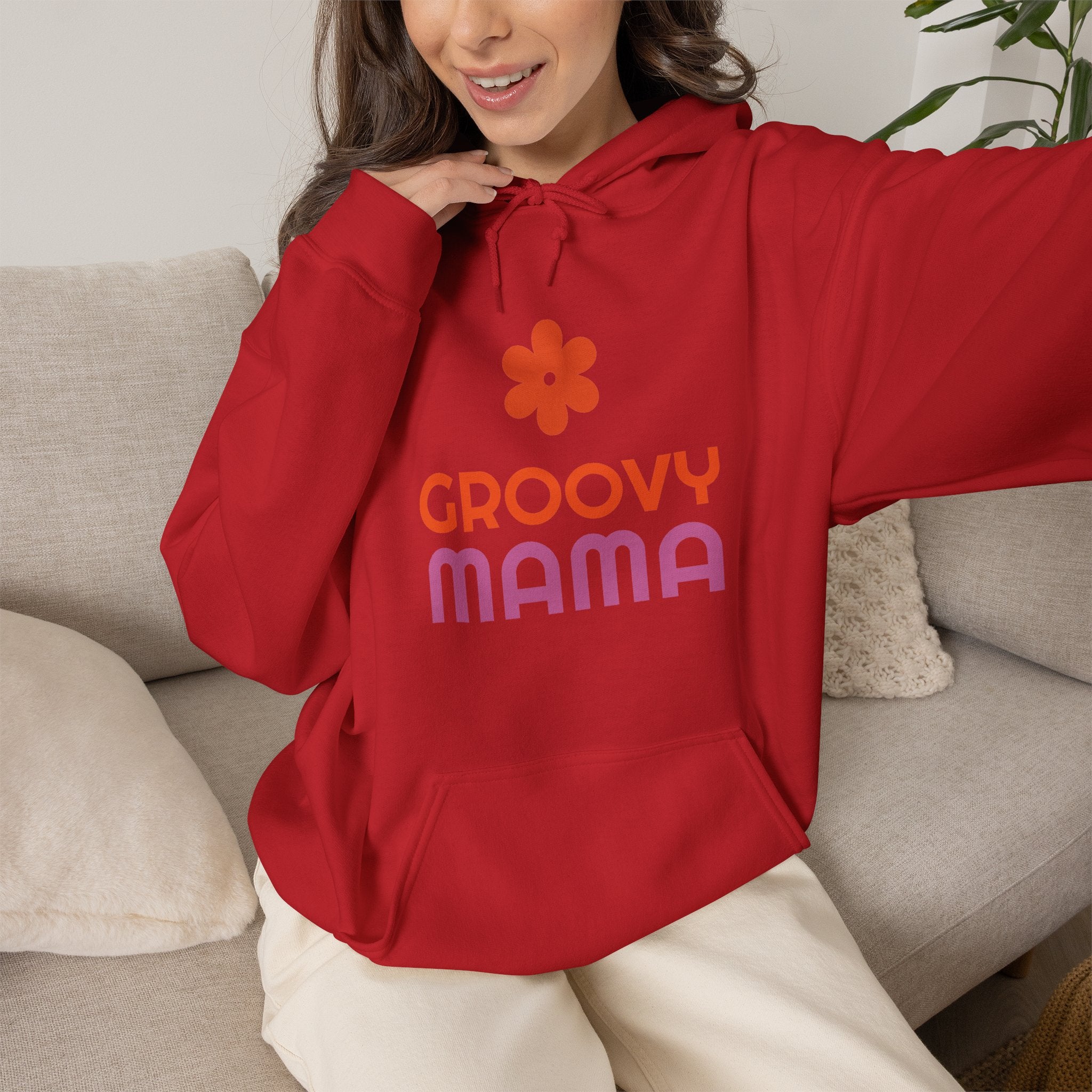 Groovy Mama Hoodie — Cozy Retro Flower Mom Sweatshirt