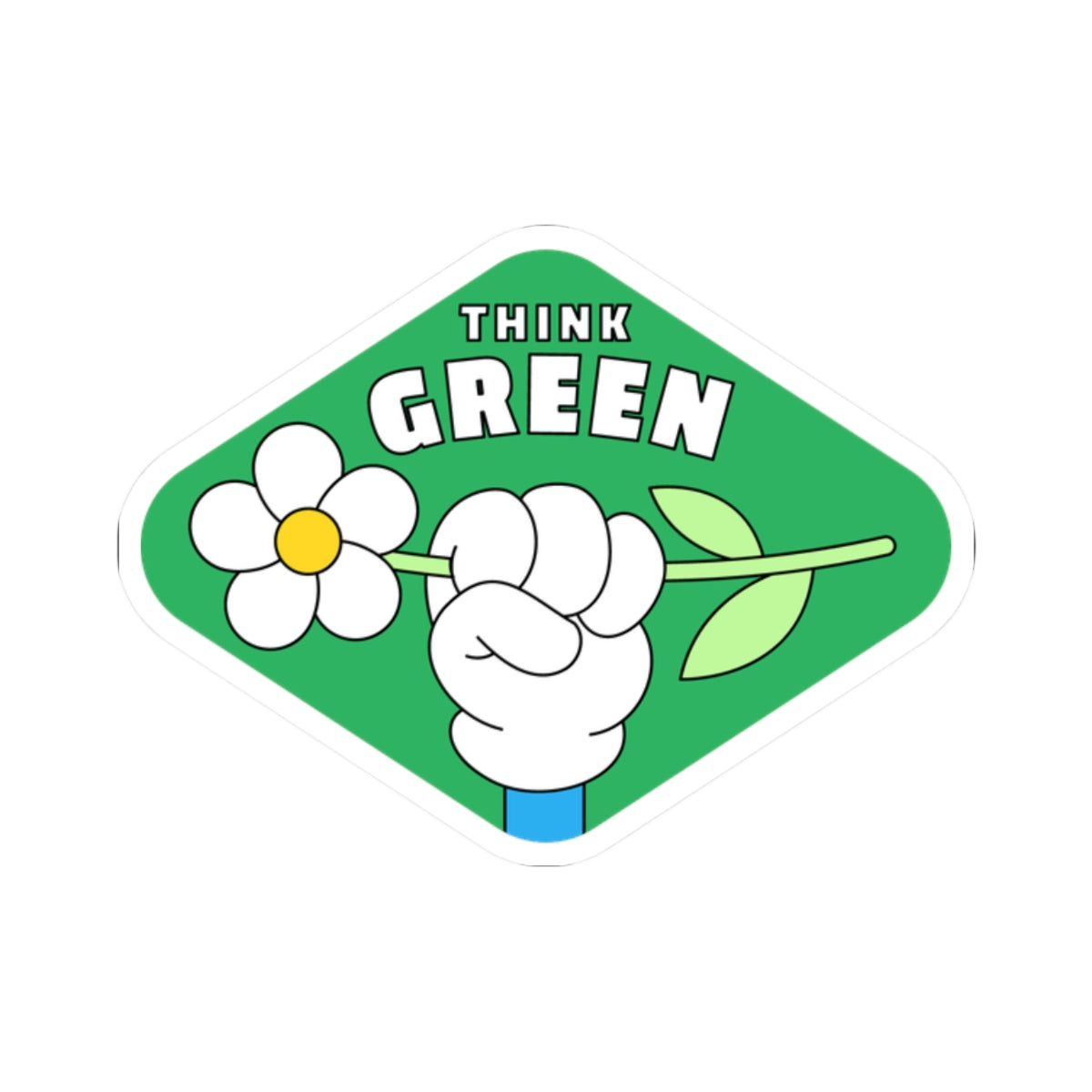 Think Green Floral Sticker — Eco-Friendly Vinyl Sticker