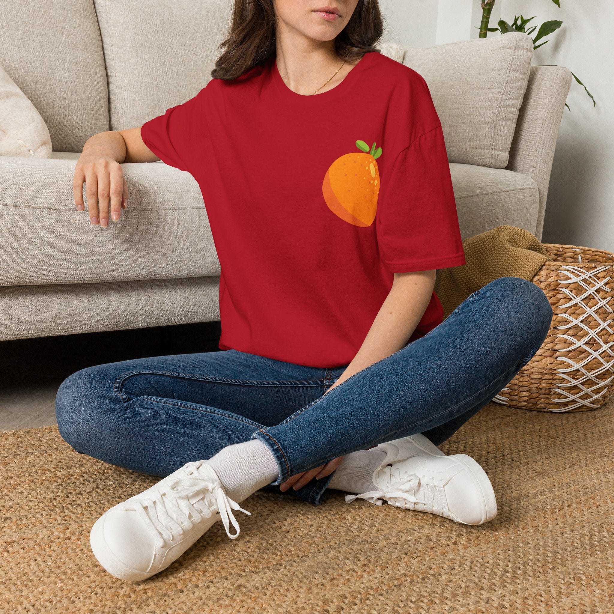 Orange Pocket Tee — Cute Minimalist Citrus Graphic T-Shirt