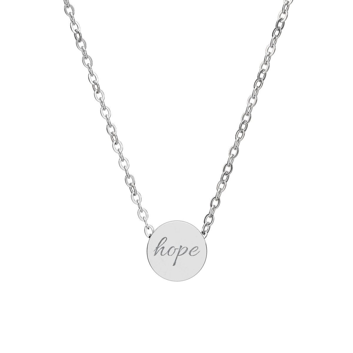 Circle Necklace — Engraved “hope” Pendant