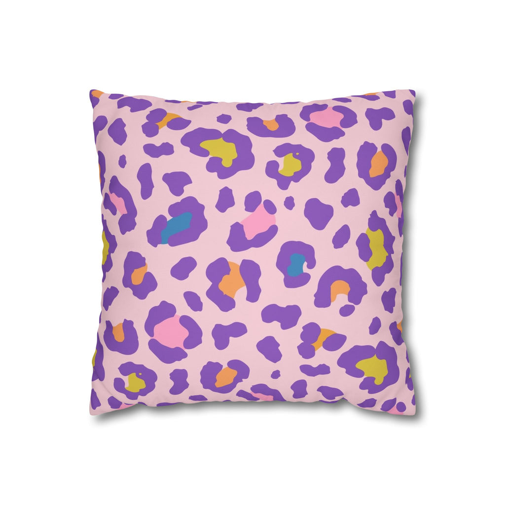 Purple Pastel Leopard Print Pillowcase - Square Decorative Throw Pillow Cover