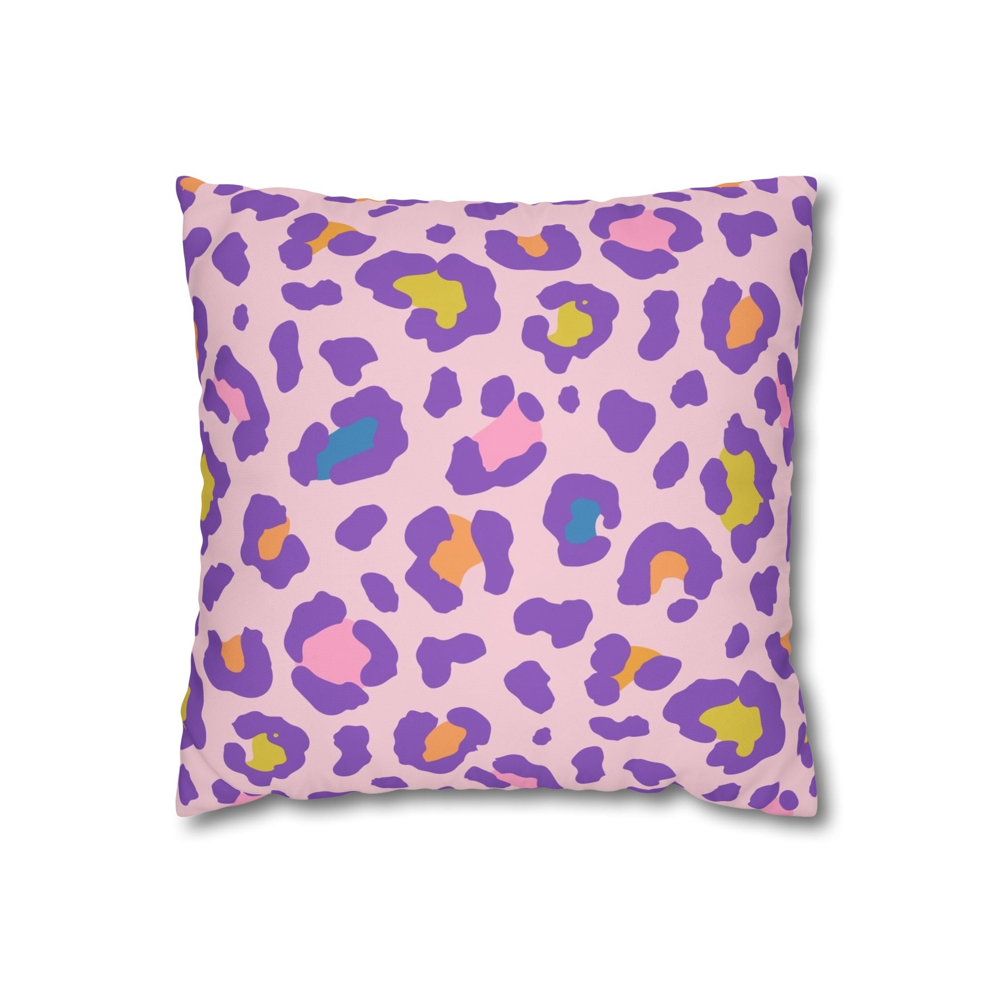 Purple Pastel Leopard Print Pillowcase - Square Decorative Throw Pillow Cover