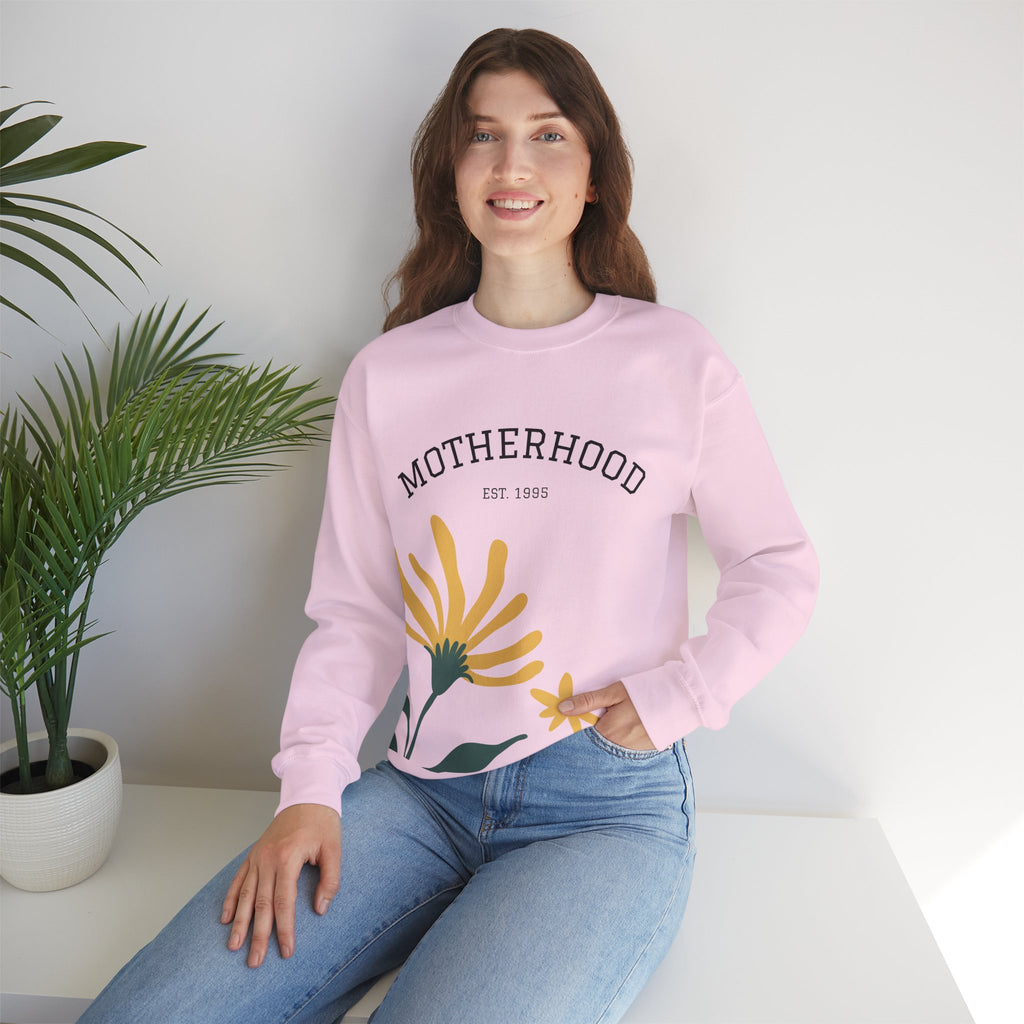Motherhood Floral Crewneck Sweatshirt — 'Motherhood Est. 1985' Cozy Mom Gift