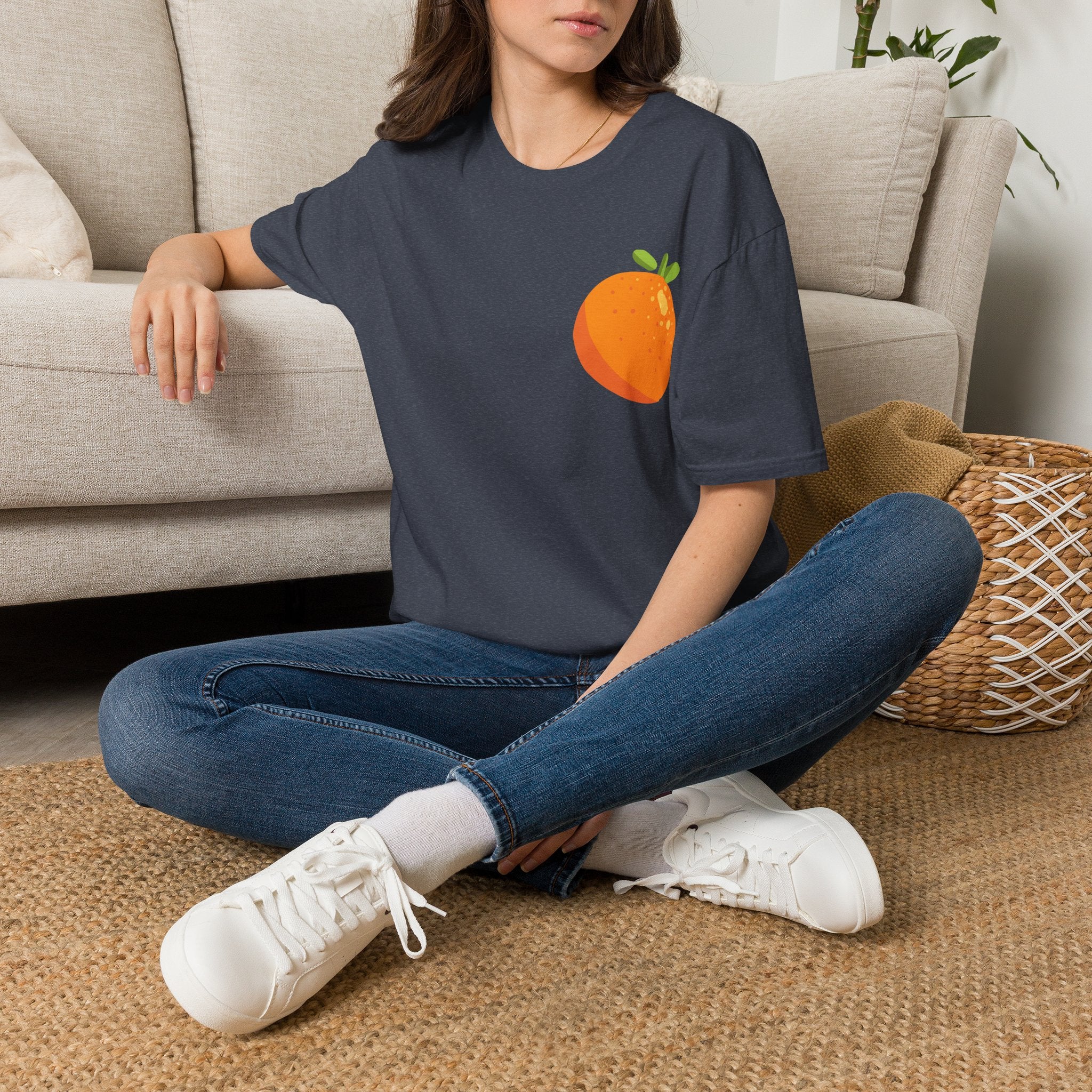Orange Pocket Tee — Cute Minimalist Citrus Graphic T-Shirt