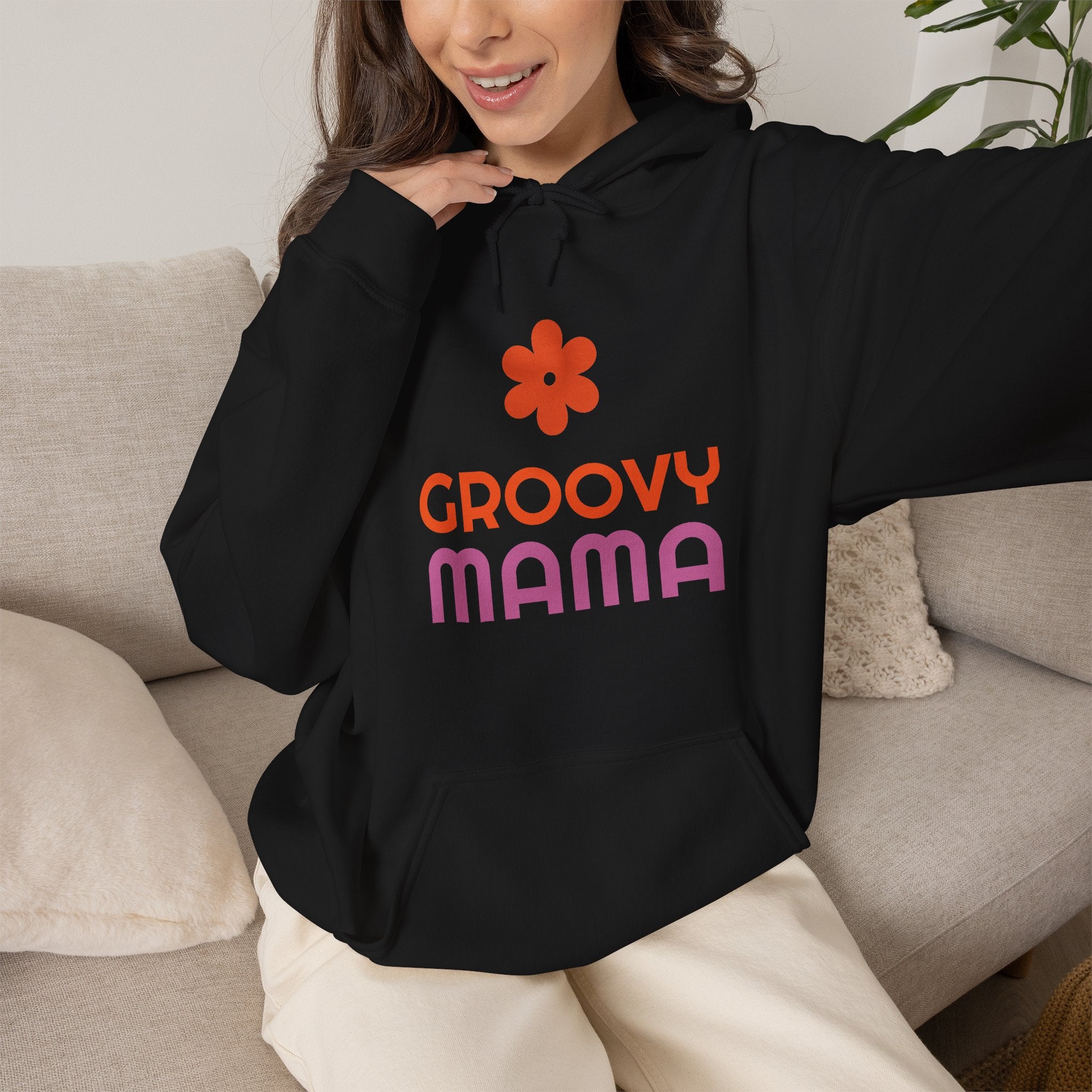Groovy Mama Hoodie — Cozy Retro Flower Mom Sweatshirt