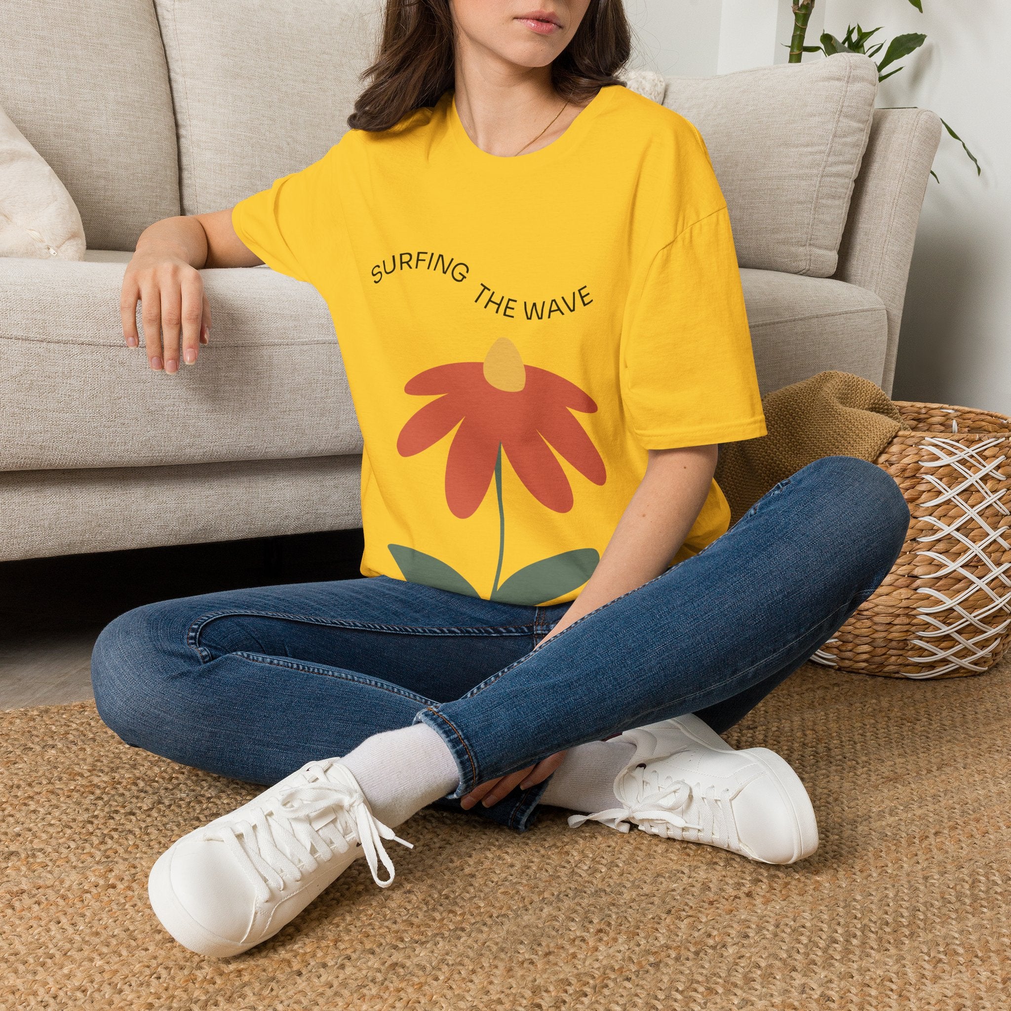 Surfing The Wave Floral T‑Shirt — Retro Daisy Graphic Tee