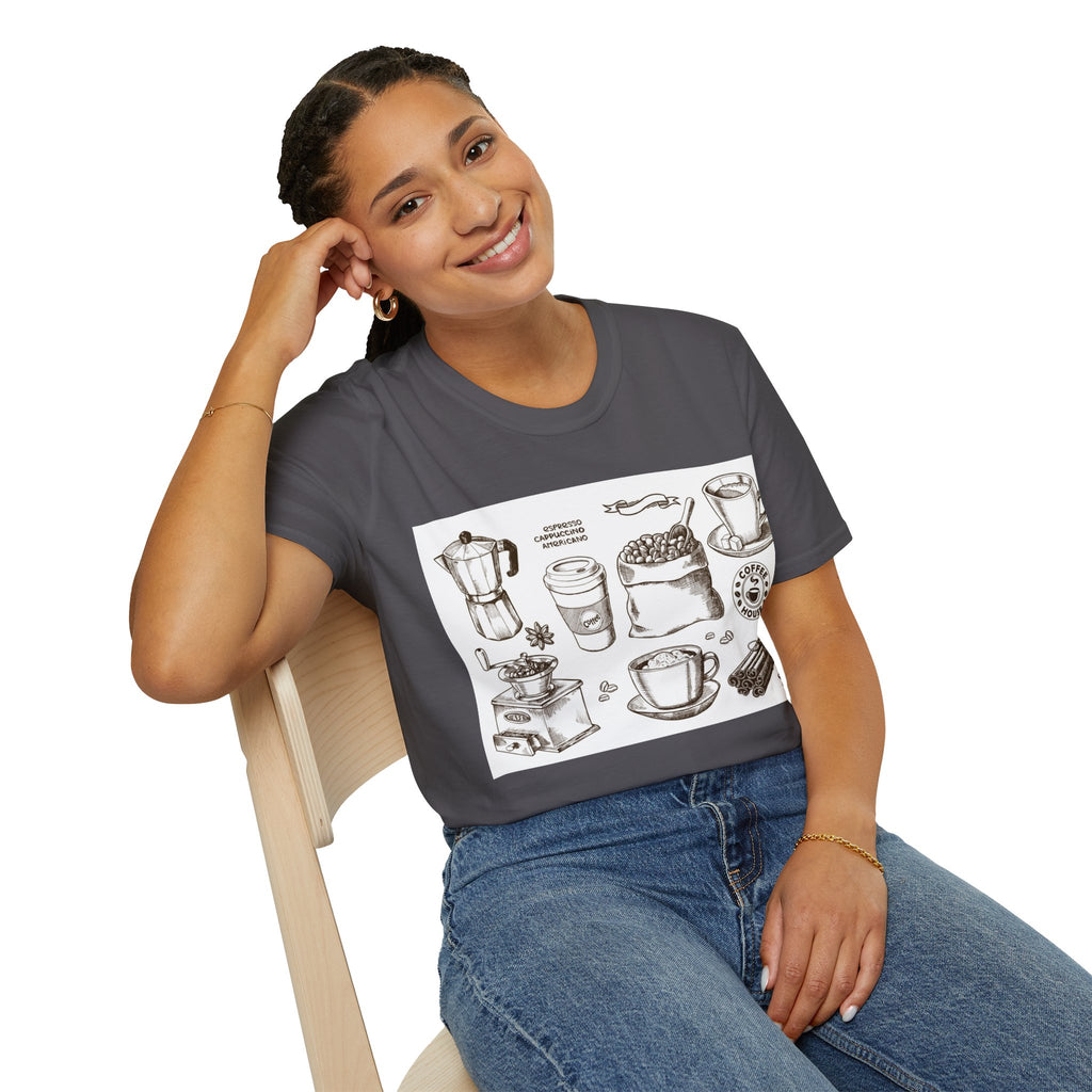 Coffee Lover T-Shirt — Chic Sketched Coffee Design