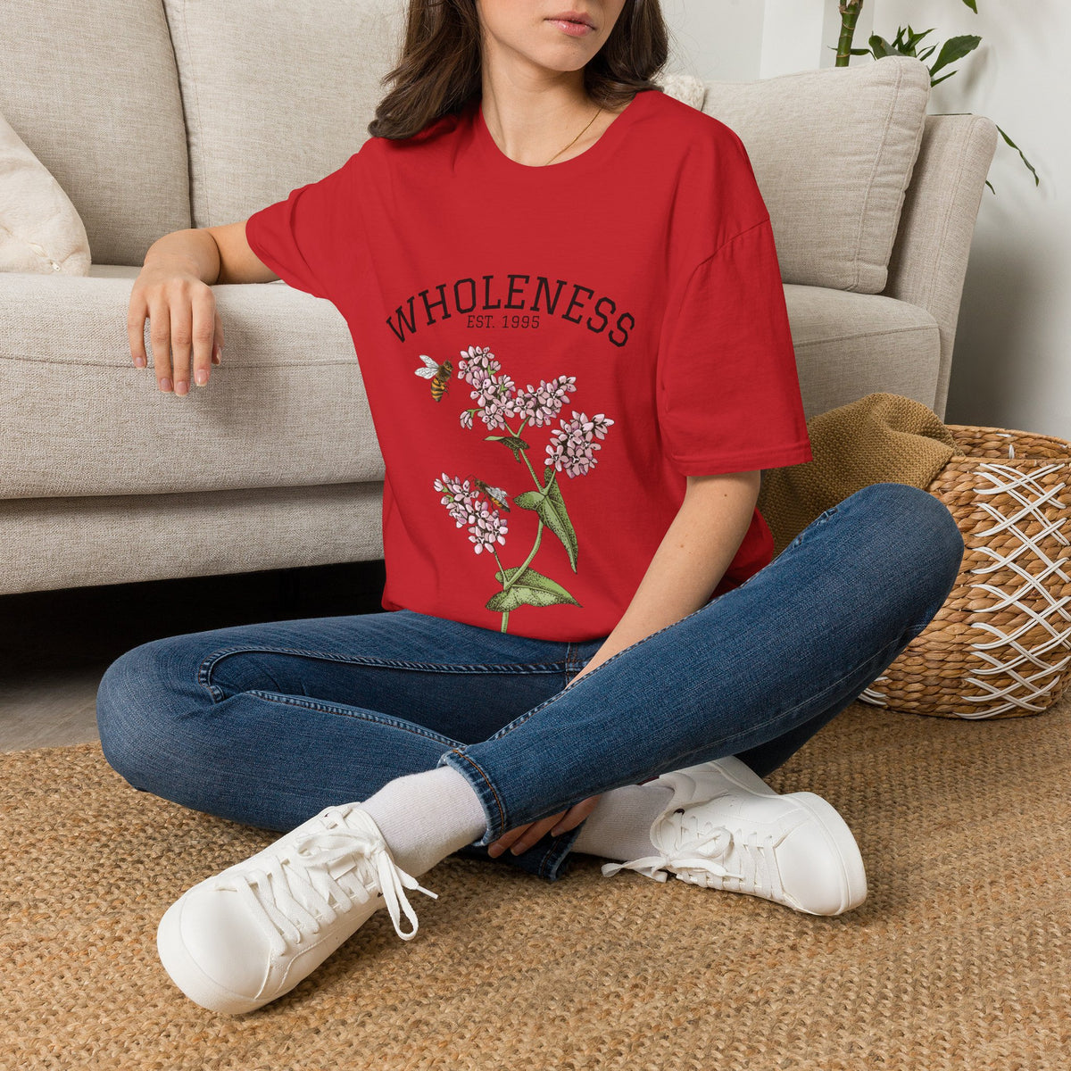 Wholeness Floral T‑Shirt — Vintage Lilac Botanical Design