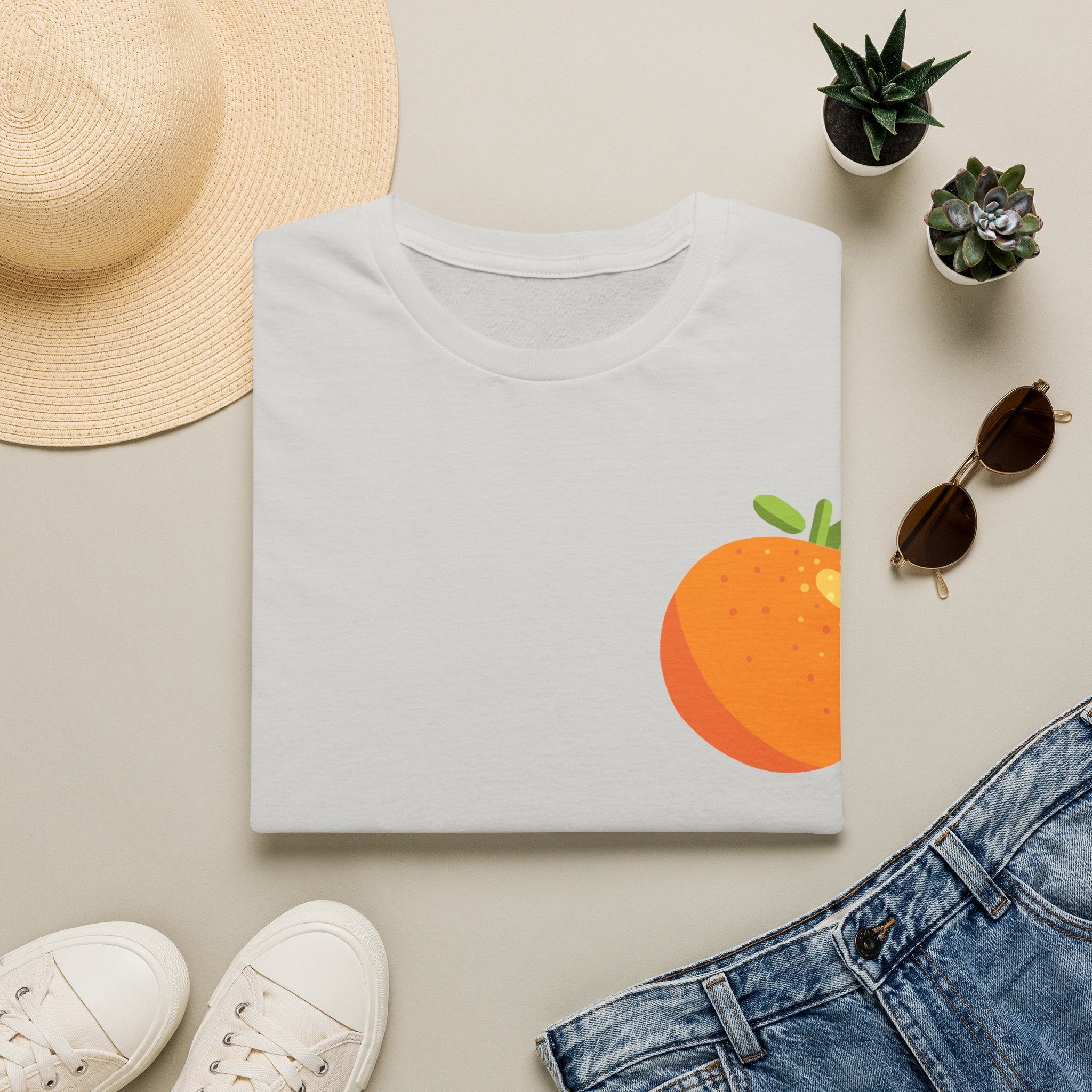 Orange Pocket Tee — Cute Minimalist Citrus Graphic T-Shirt