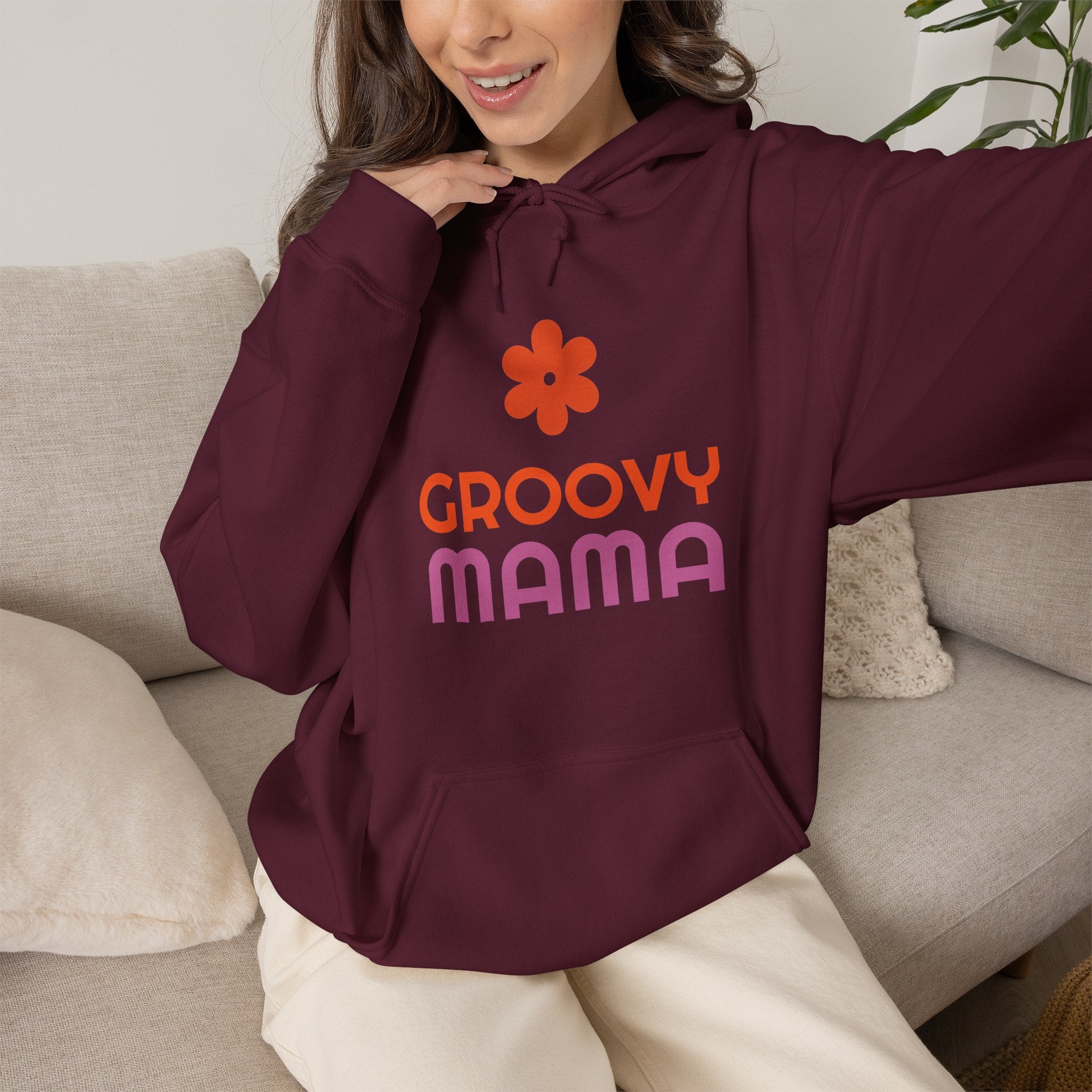 Groovy Mama Hoodie — Cozy Retro Flower Mom Sweatshirt