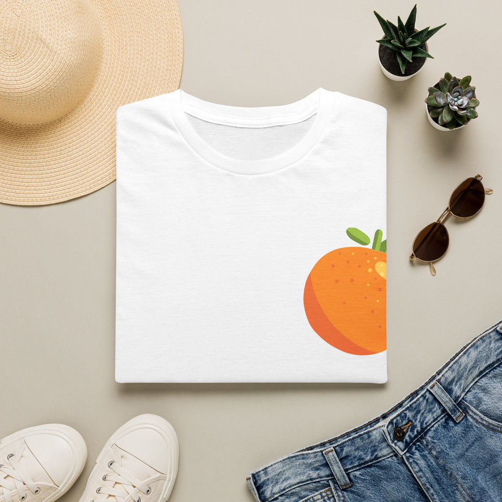 Orange Pocket Tee — Cute Minimalist Citrus Graphic T-Shirt