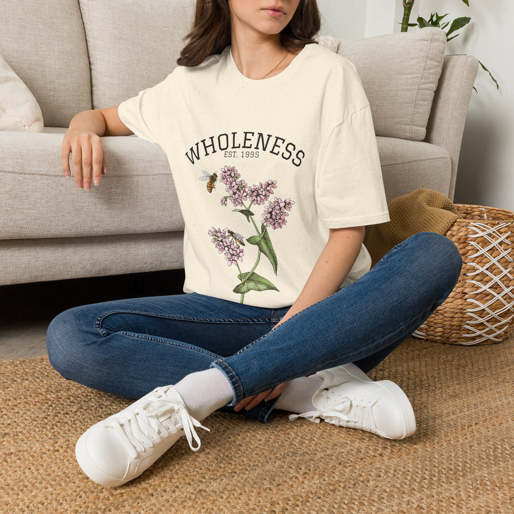 Wholeness Floral T‑Shirt — Vintage Lilac Botanical Design