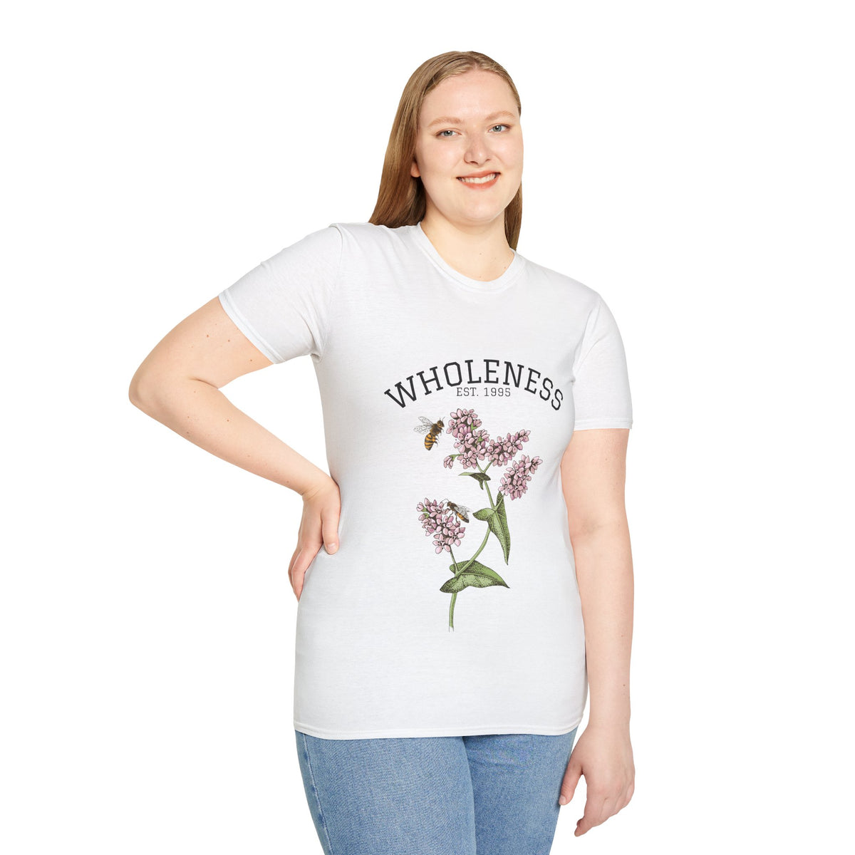 Wholeness Floral T‑Shirt — Vintage Lilac Botanical Design
