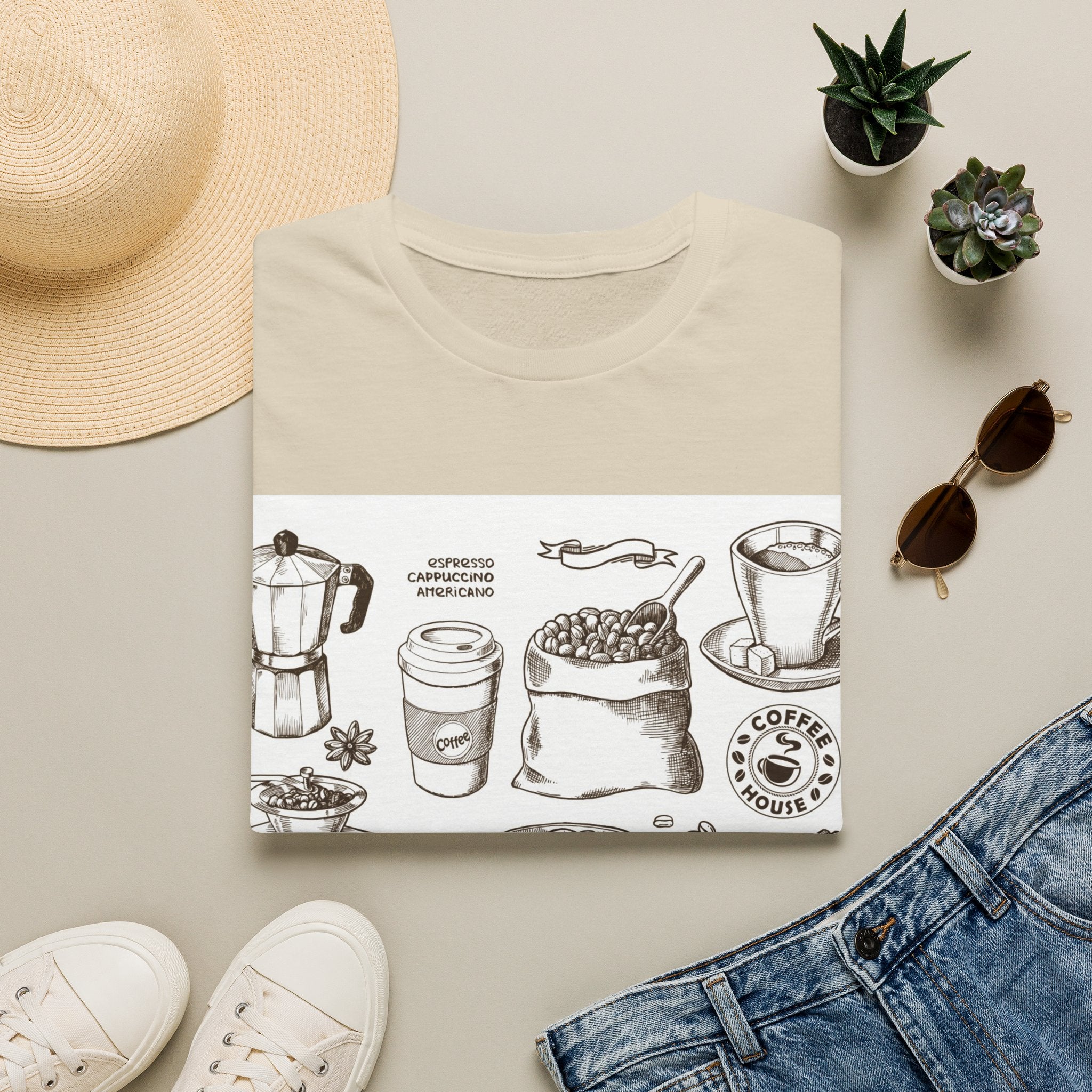 Coffee Lover T-Shirt — Chic Sketched Coffee Design