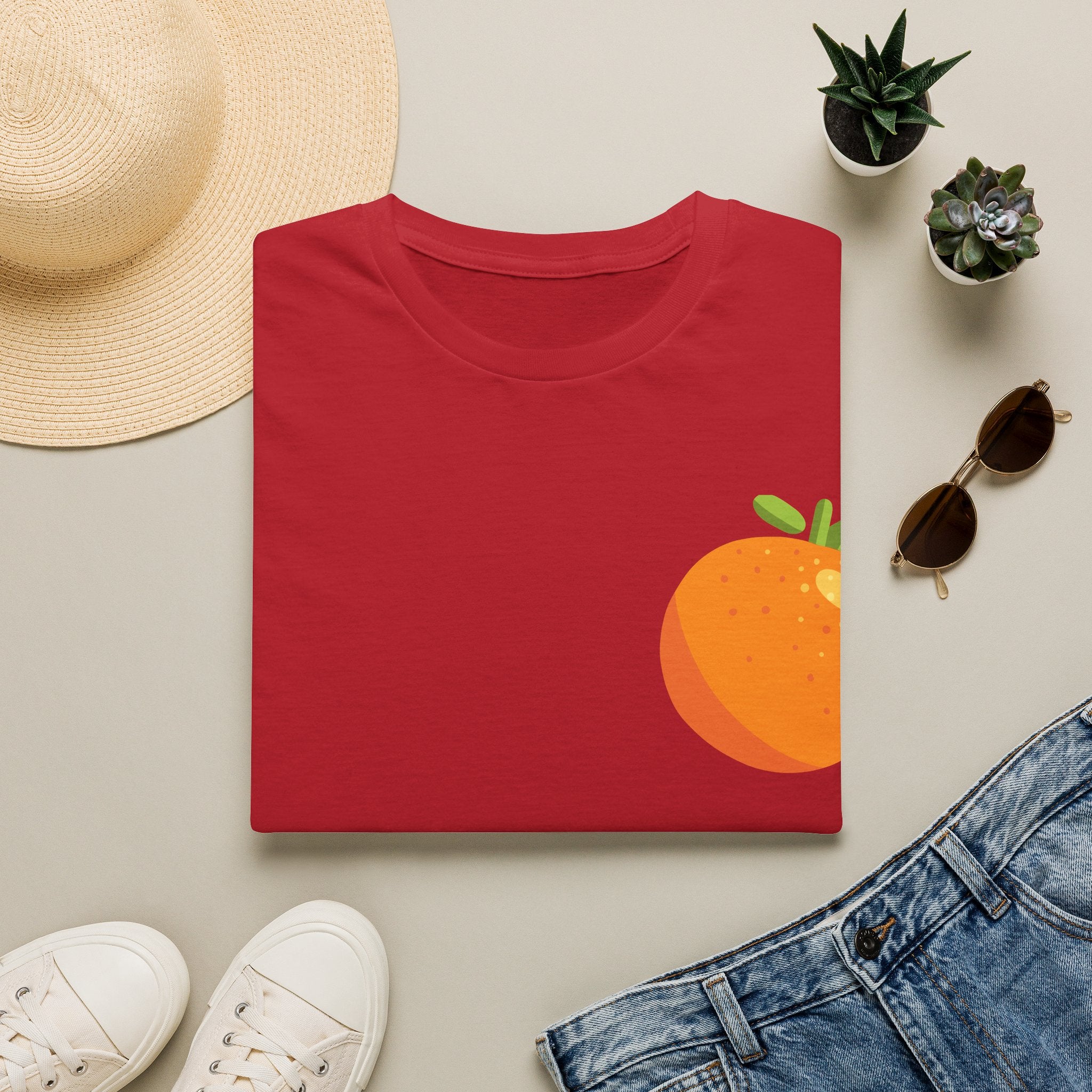 Orange Pocket Tee — Cute Minimalist Citrus Graphic T-Shirt