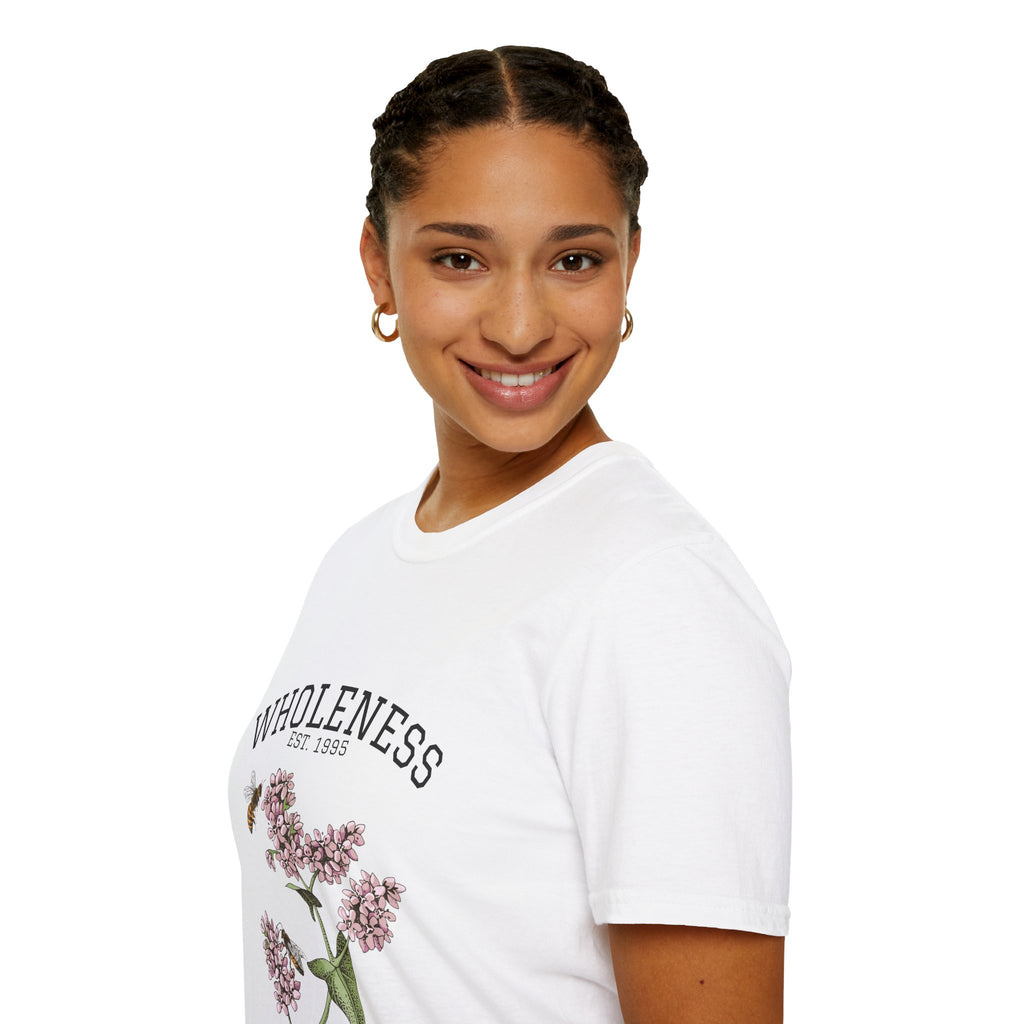Wholeness Floral T‑Shirt — Vintage Lilac Botanical Design