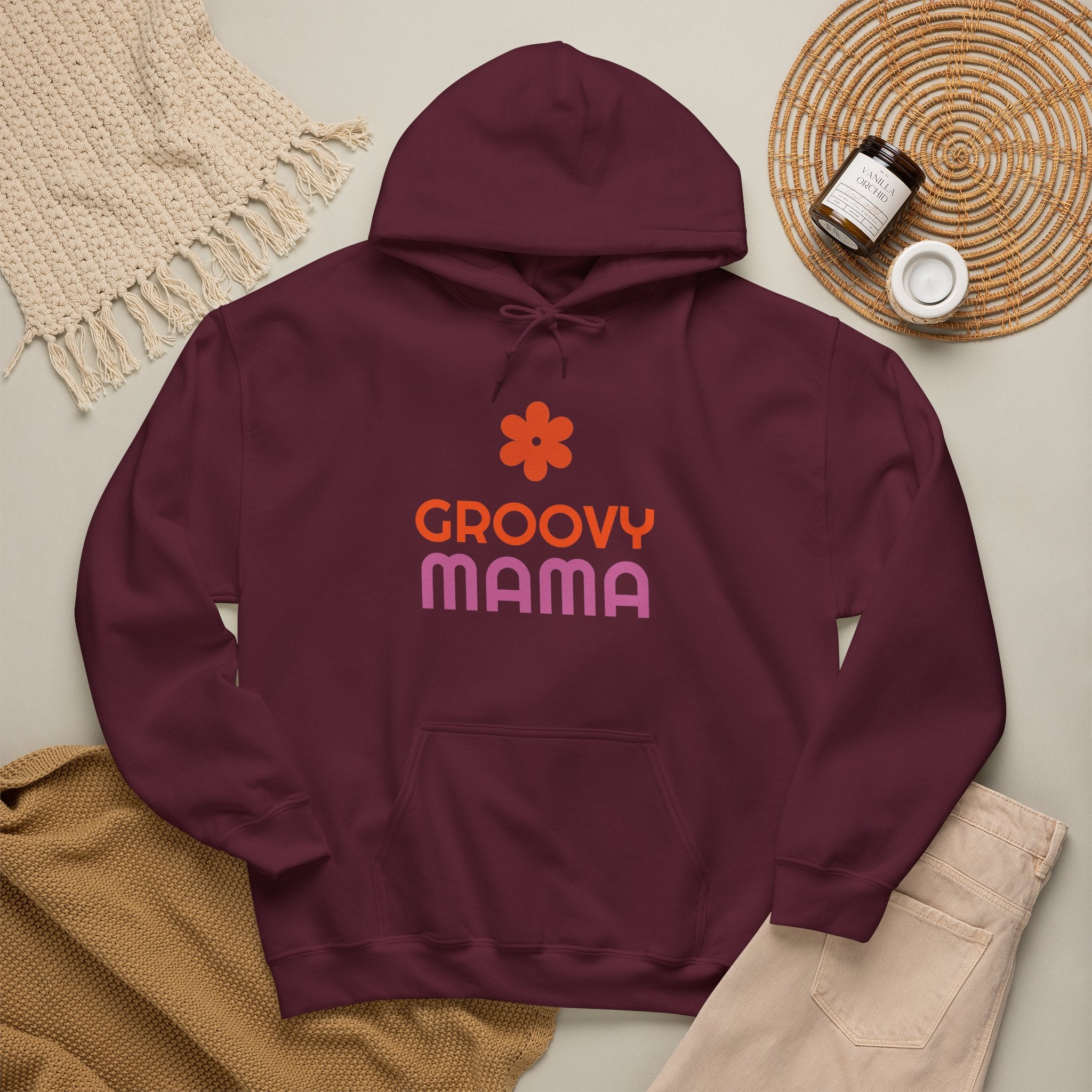 Groovy Mama Hoodie — Cozy Retro Flower Mom Sweatshirt