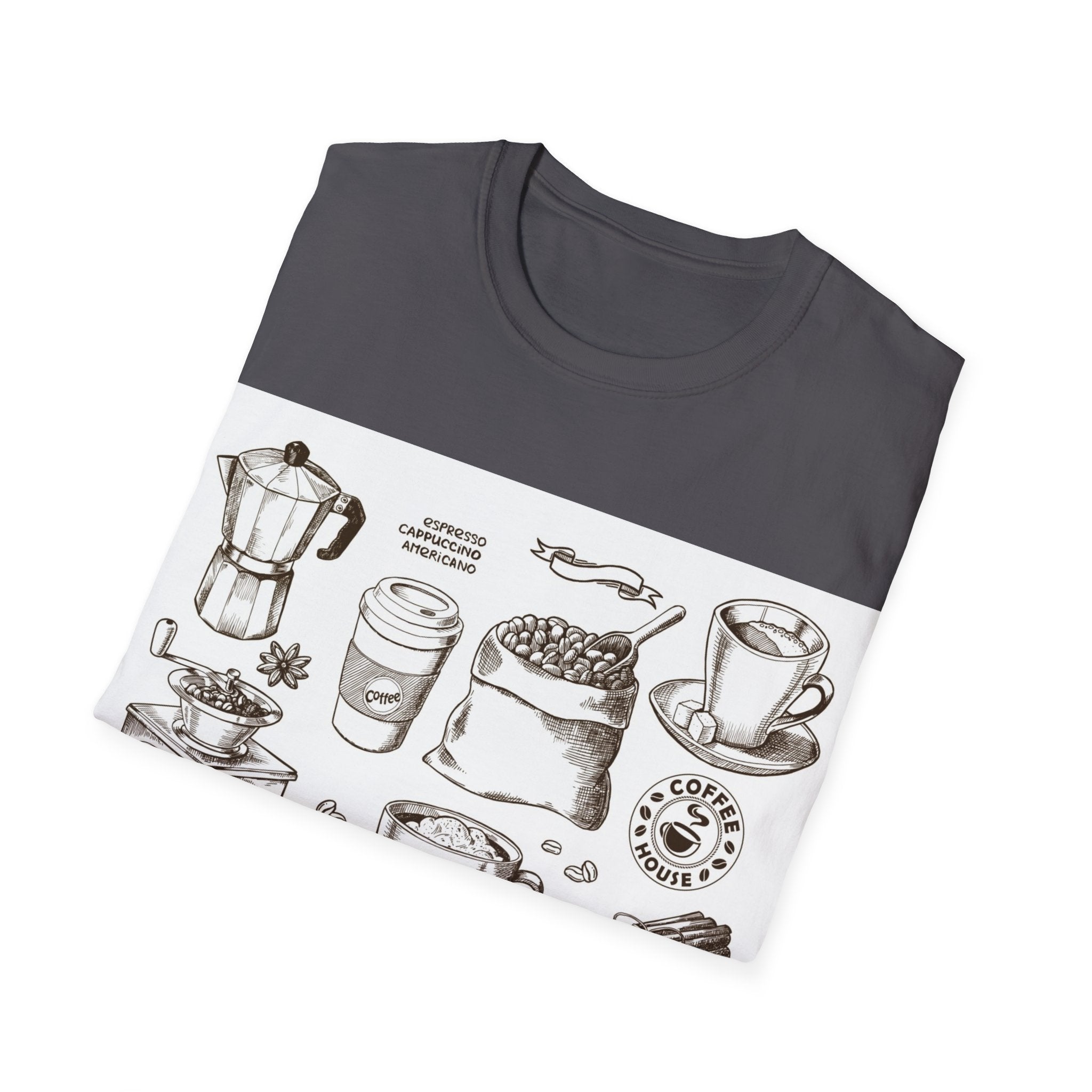 Coffee Lover T-Shirt — Chic Sketched Coffee Design